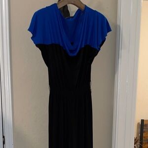 Vintage Blue and Black Women's one piece pants suit.